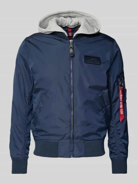 Kurtka bomber Alpha Industries z logo niebieski