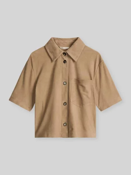 Koszula z krótkim rękawem ze skóry koziej welurowej Marc O'polo