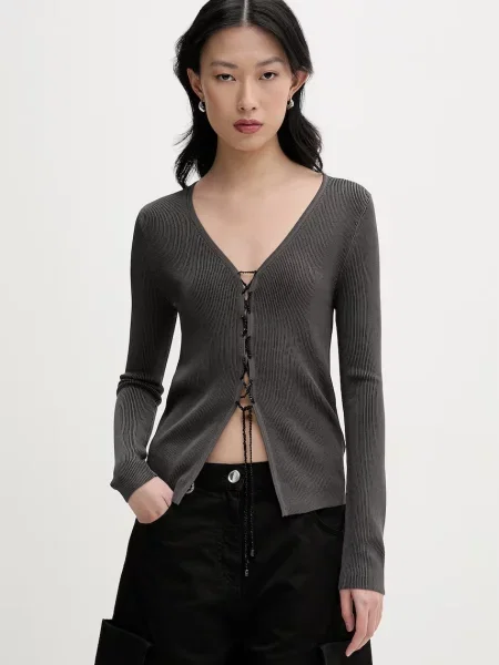 Miss Sixty cardigan pentru femei cu amestec de mătase gri