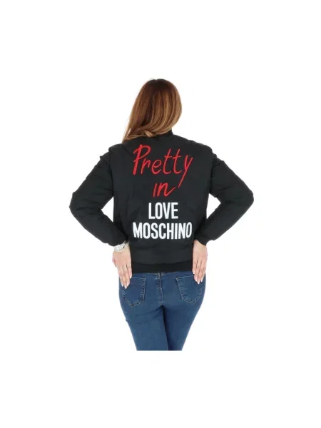 Kurtka bomber Love Moschino pikowany niebieski