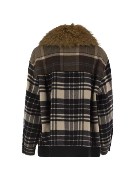 Geacă Weekend Max Mara de lână în carouri maro