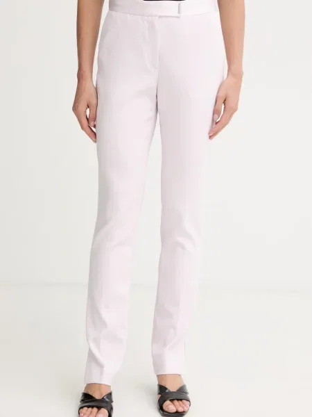 BOSS pantaloni slim fit pentru femei cu vâscoză roz