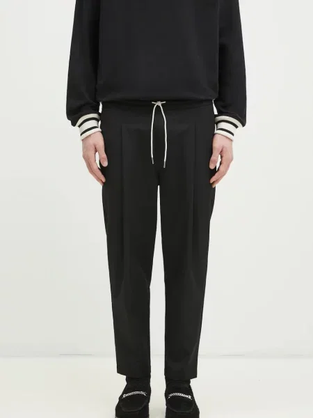 Drôle de Monsieur nadrág gyapjú keverékből Le Pantalon Cropped férfi egyenes fekete