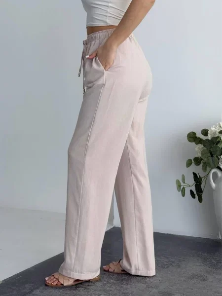 Лляні Повсякденні штани Uaclothes бежевий