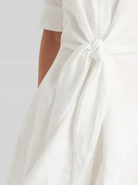 Lniana sukienka koszulowa Lauren Ralph Lauren biała