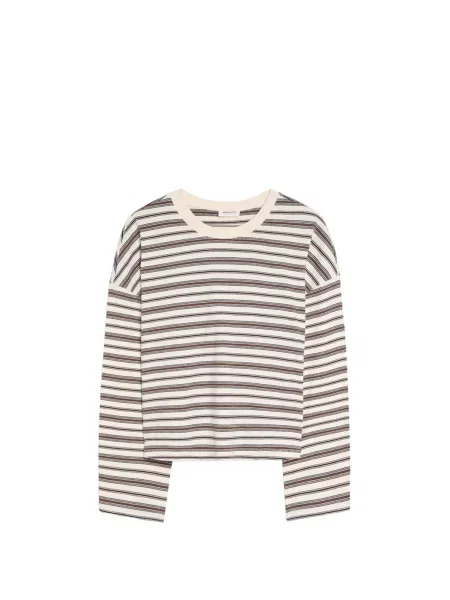 Bershka Tricou crem / ciocolatiu negru