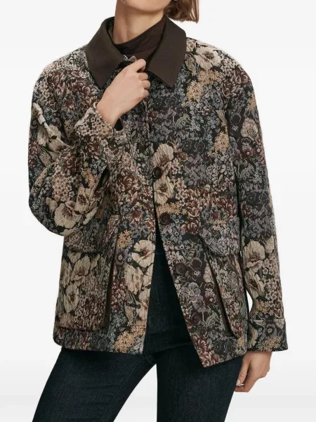 Palton Veronica Beard cu model floral maro