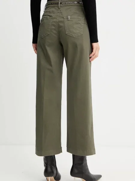 Kalhoty Liu Jo široké high waist zelená