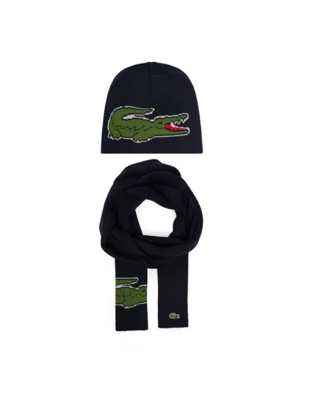 Zestaw szalik i czapka Lacoste czarna