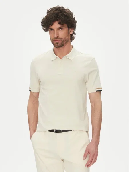BOSS Tricou polo Parlay Écru negru