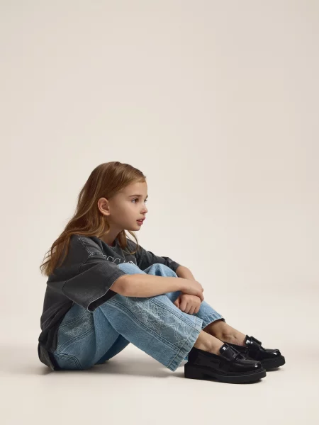 Reserved Джинси super wide leg з мереживом синій