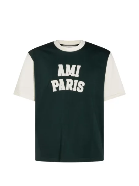 Tricou Ami Paris cu aplicații verde