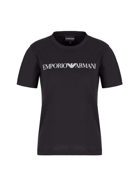 Koszulka Emporio Armani z dżerseju z logo niebieska