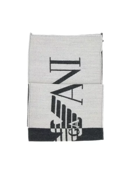 Szal Emporio Armani wełniana z logo czarna