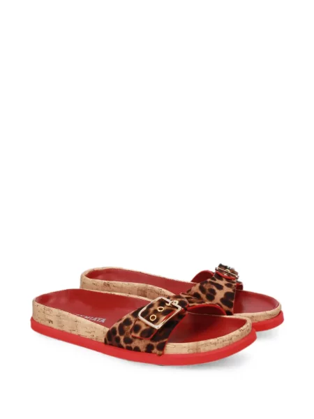 Sandale Premiata cu imagine cu model leopard cu cataramă maro