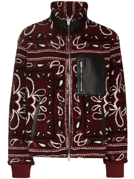 Geacă Amiri din fleece cu imagine roșu