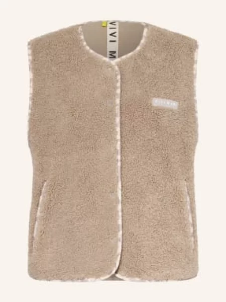 Vivi Mari Kamizelka Z Futerkiem Pluszowym beige beżowa