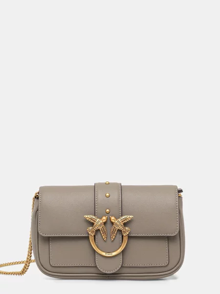 Torebka skórzana Pinko skórzana szara