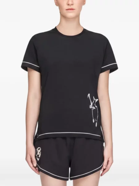 Scurt tricou Y-3 cu mâneci scurte alergare negru