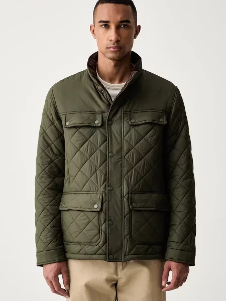 U.S. Polo Assn. jachetă pentru bărbați DIAMOND QUILTED FUNNEL verde