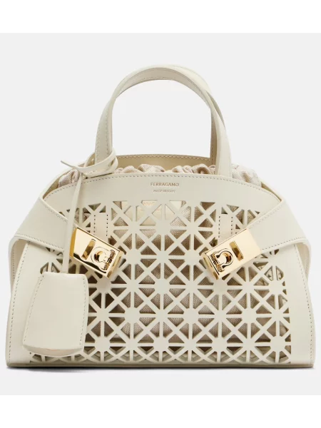 Top Ferragamo din piele alb