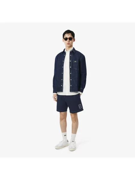 Lacoste Szorty Z Bawełnianej Tkaniny Twill I Relaxed Fit granatowe