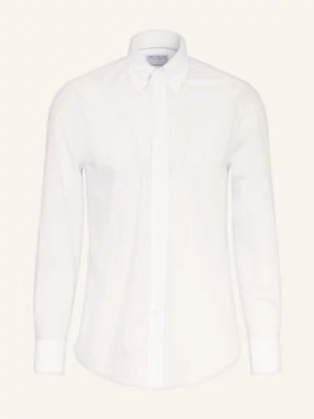 Brunello Cucinelli Košile Slim Fit / tmavě šedá bílá