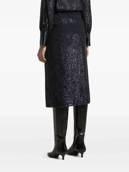 Fustă midi Peserico cu paiete până la genunchi albastru