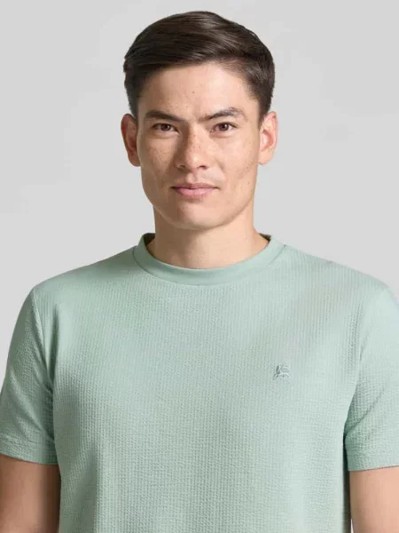 T-shirt z fakturowanym wzorem i wyhaftowanym logo Lerros