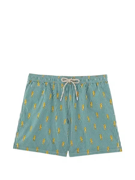 Slip de baie Mc2 Saint Barth cu dungi cu imagine verde