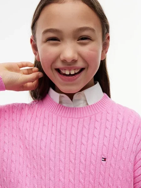 Tommy Hilfiger пуловер за деца от розово