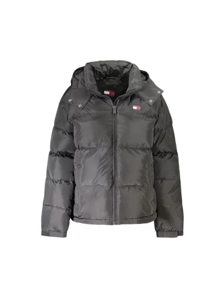Kurtka pikowana o kroju regular fit z odpinanym kapturem Tommy Jeans czarna