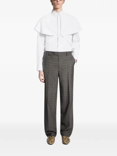 Lung pantaloni Dries Van Noten de lână gri