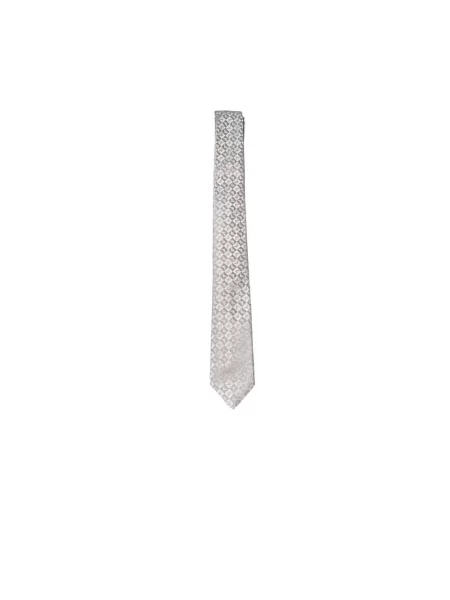Krawat Emporio Armani w kratę żakardowy szary