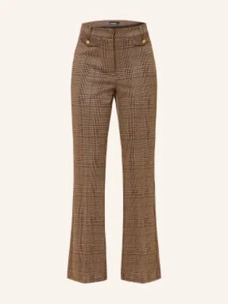 Cambio Kalhoty S Rozšiřujícím Se Střihem Fleur Cropped tmavě hnědá / světle hnědá / tmavě červená