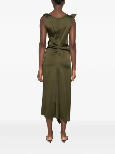 Rochie Victoria Beckham cu volane asimetrică verde