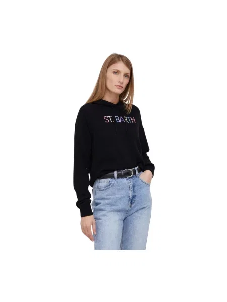 Sweter Mc2 Saint Barth wełniany z kapturem czarny