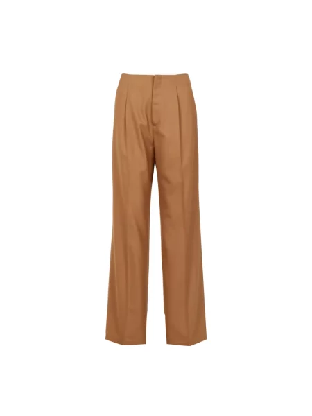 Spodnie Alberta Ferretti wełniane w tropikalny nadruk brązowe