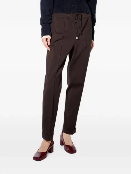 Pantaloni Liviana Conti conici cu cordon maro
