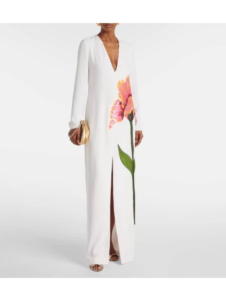 Rochie maxi Costarellos cu model floral de costum alb
