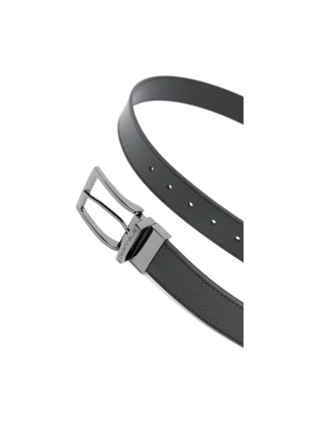 Pasek Emporio Armani skórzany dwustronny czarny
