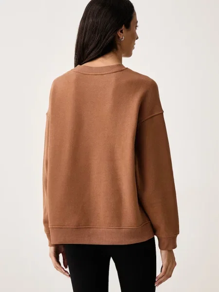 DKNY bluza z bawełną brązowa