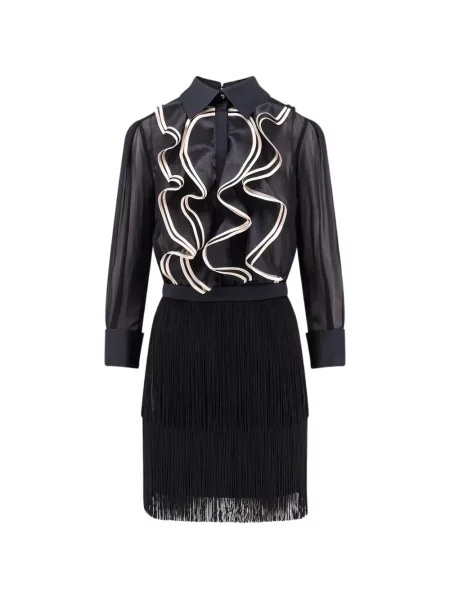 Rochie mini Elisabetta Franchi cu franjuri negru