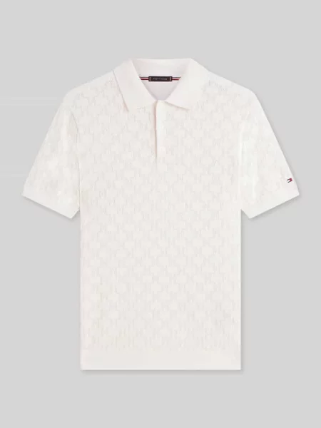 Koszulka polo o kroju regular fit z wzorem pointelle Tommy Hilfiger biała