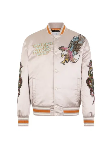 Kurtka bomber Philipp Plein z naszywkami beżowy