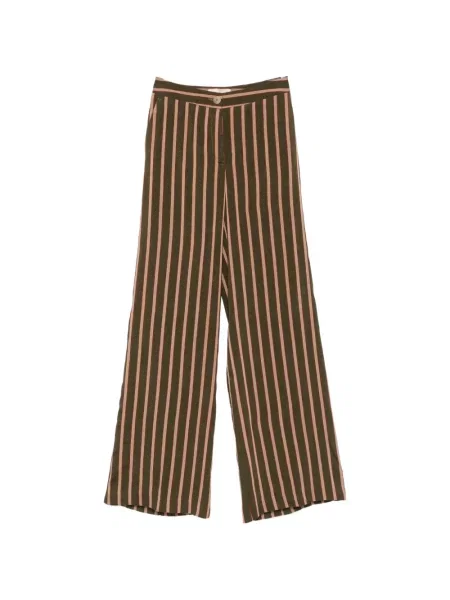 Pantaloni Momoni de in cu dungi verde