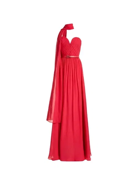 Cu centură rochie maxi Elie Saab de mătase roșu