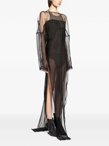 Костюм макси макси рокля Rick Owens с лодка декольте черно