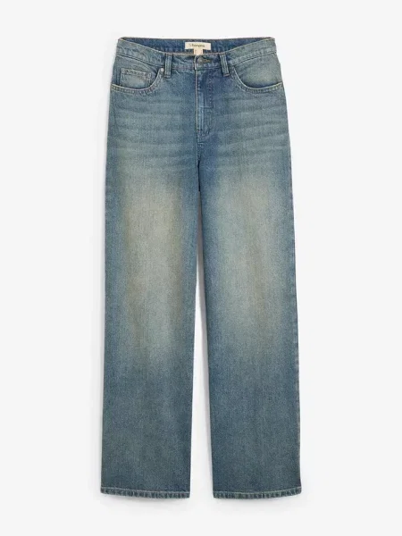 Dżinsy z szerokimi nogawkami high waist niebieskie