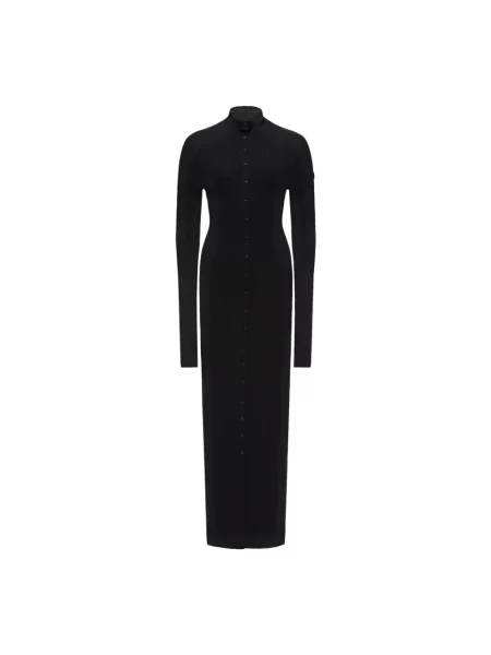 Lniana sukienka Moncler czarna